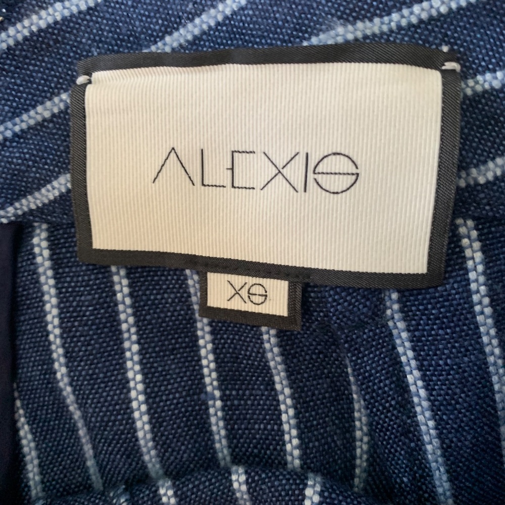 Alexis Cade Navy White Stripe Linen Wide Leg High Rise Pants XS - Picture 5 of 5